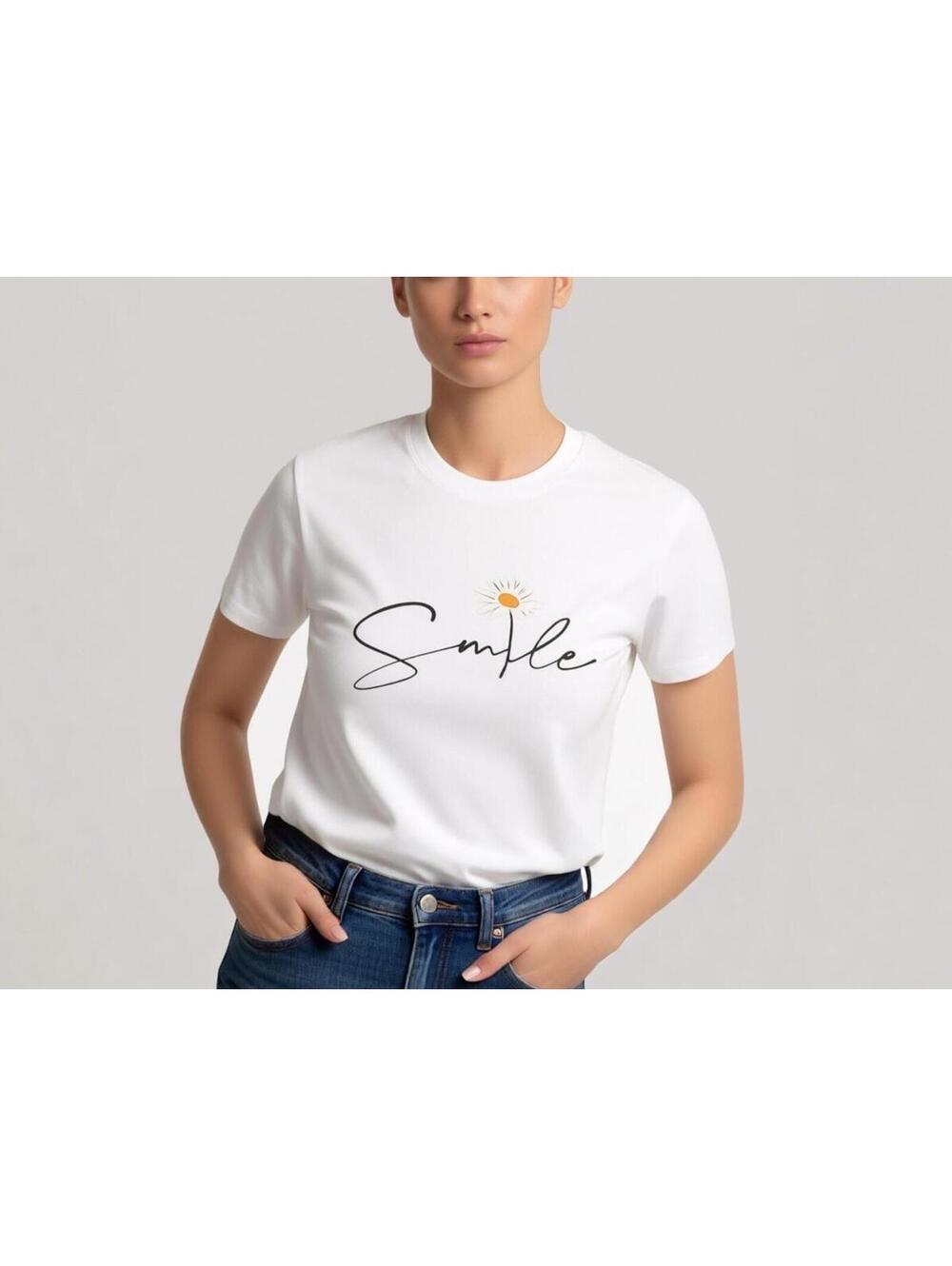 New PFR New York White Cotton Smile Graphic T-Shirt Medium